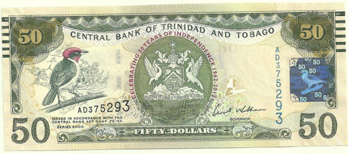 Billete Trinidad Y Tobago 50 Dolares Año 2012 Conmemorativo