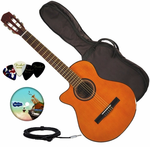 Guitarra Electro Criolla Corte Zurda Funda Afinador Cuerda
