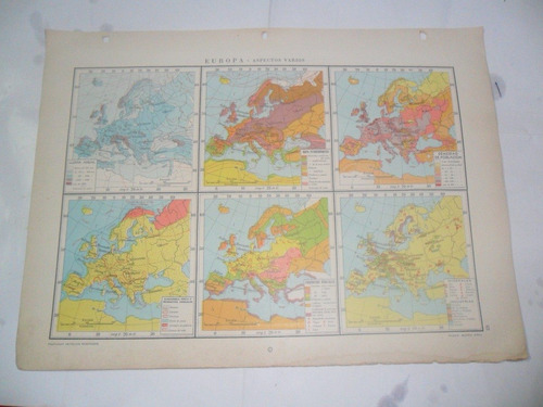 Europa Aspectos Varios Fitogeografico Plano Mapa Lamina 1969