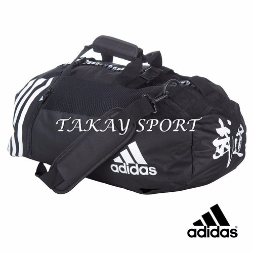 Bolso Morral Convertible adidas Budo Kanji Negro Con Blanco