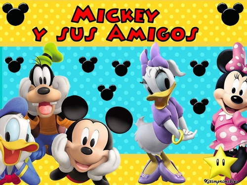Kit Imprimible Mickey Y Sus Amigos Diseñá Tarjeta Cumple 2x1