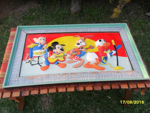 Lindo Antiguo Cuadro Disney Mickey Pato Donald Con Relieve