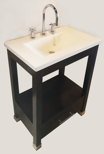 Imagen 3 de 6 de Vanitory 62cm De Ancho Color Lustre Wengue Con Cajon