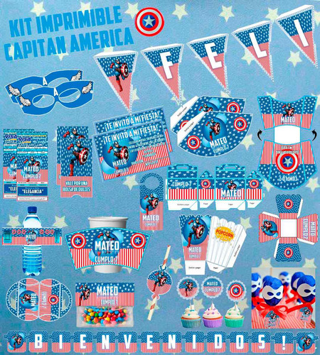 Kit Imprimible Editable Capitan América P/tu Cumpleaños!