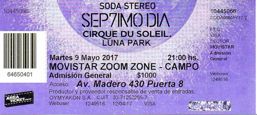 Septimo Dia Cirque Du Soleil Soda Stereo Campo 9 Mayo
