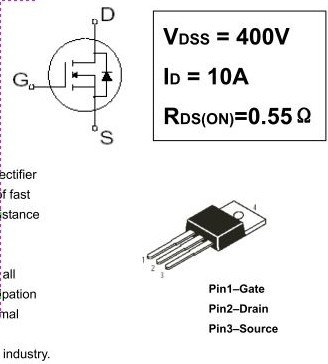 Transistor Mosfet Irf740 Canal N Pack 5 Unidades