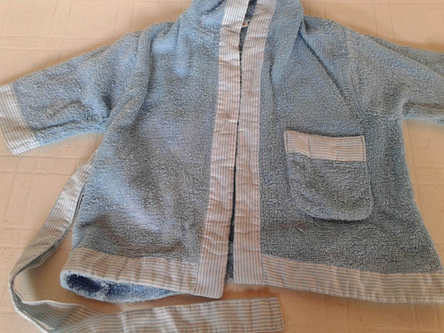 Salida De Baño Bata De Toalla Nene Color Celest Talle 2 Años