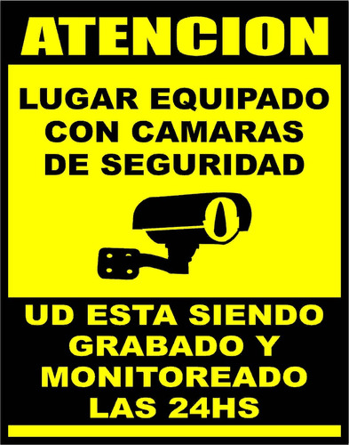 Cartel Camaras De Seguridad Monitoreo Grabación Pai 22x28 Cm