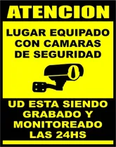 Comprar Cartel Camaras De Seguridad Monitoreo Grabación Pai 22x28 Cm