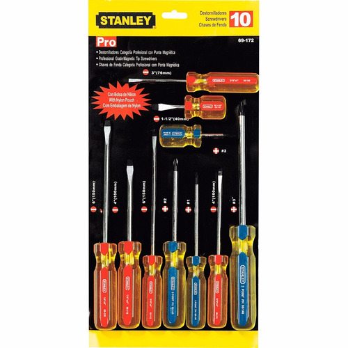 Juego De 10 Destornilladores Stanley Pro