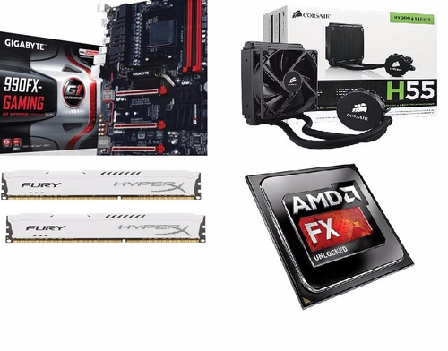 Kit 990fx Gaming G1 Gigabyte +fx 9590+16gb 1600mhz+h55 Water