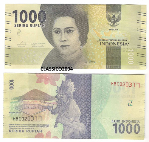 Billete Indonesia 1,000 Rupias (2016) Lo Mas Nuevo...