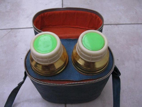 Mundo Vintage: Antiguo Set De 2 Termos Estuche Tipo Morral