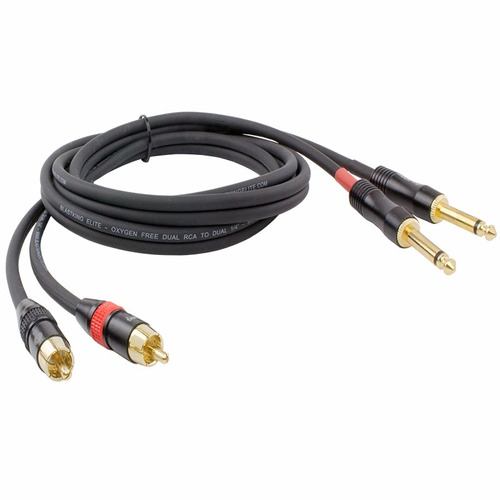 Cable De Audio De 2 Rca Macho A 2 1/4 Mono Largo 3 Metros