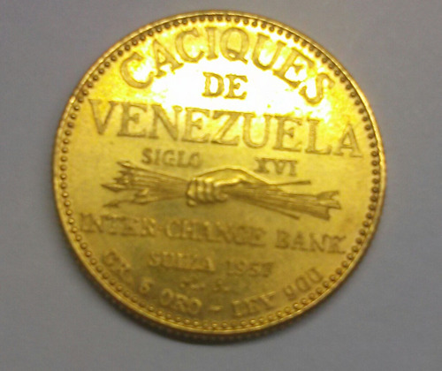 Moneda De Oro 6g Ley 900 Colección Caciques De Venezuela
