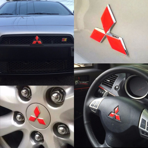 Combo De Apliques Vermelhos Alto Relevo Lancer Ralliart