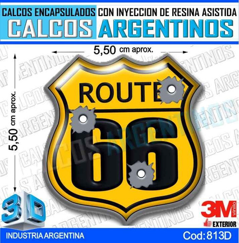 Calcomanias, Stickers, Domes Resinados 3d Escudo Route 66
