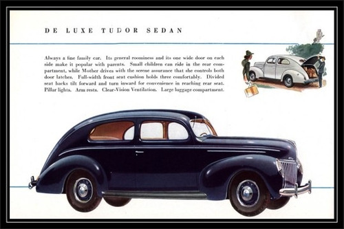 Ford V8 Luxe Tudor Sedan Año 1939 Autos - Lámina 45x30 Cm.