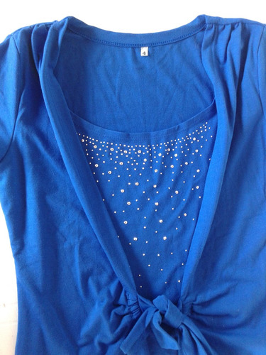 Remera Azul Con Tachitas, Impecable!
