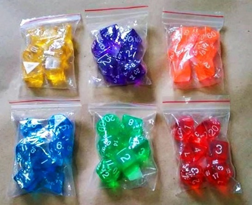 Jogo Dados Rpg Translúcido 7 Peças D4 D6 D8 D10 D10% D12 D20