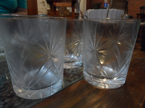 Vaso De Whisky De Cristal Tallados Antiguo - 3 Unidades