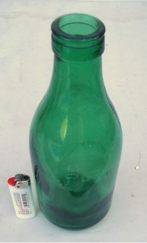 Botella De Leche Vidrio Verde Antigua De Un Litro Sana.