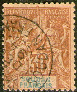 Sudán Francés Sello Navegación De Francia X 30c. Año 1894 