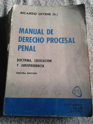 Manual De Derecho Procesal Penal.ricardo Levene Envios Mdq