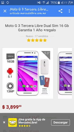 Celular Moto G Tercera Generacion Nuevo
