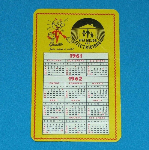 Calendario Empresas Eléctricas Asociadas Kilowatito 1962