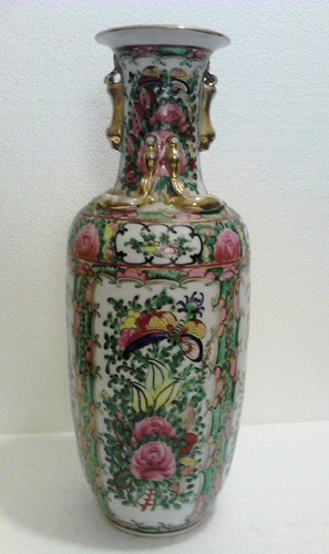 Antiguo Jarron Oriental Porcelana China De Canton Sellado