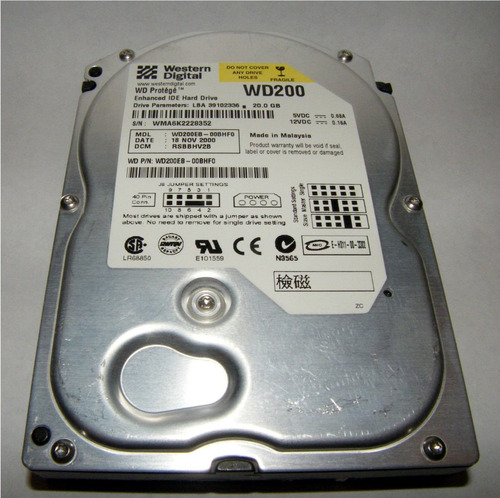 Disco Rigido Wd200eb-00bhf0  Ide No Funciona. Para Repuestos