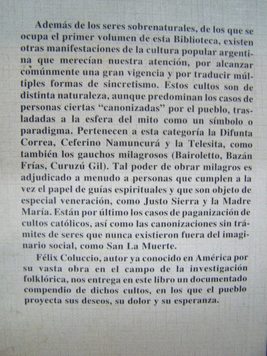 Imagen 2 de 4 de Cultos Y Canonizaciones Populares Argentinas * Felix Colucio