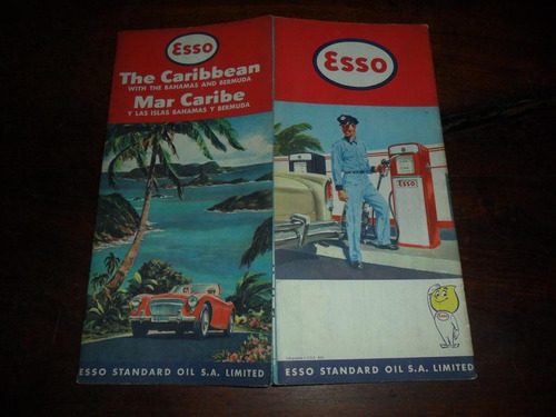 Mapa Plano Esso Standard Oil Mar Caribe Islas Bahamas Bermud