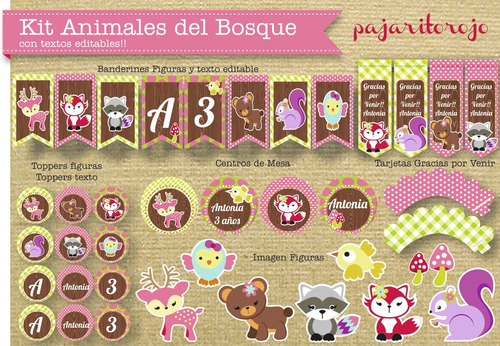 Kit Animales Del Bosque Nena