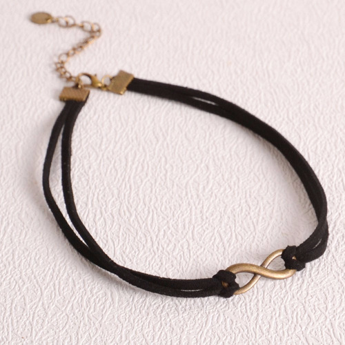 Gargantilha De Couro Preto Duplo Choker Colar Coleira