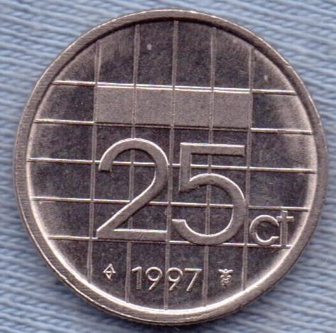 Imagen 1 de 2 de Holanda 25 Cents 1997 * Beatrix *