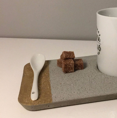 Bandeja Para Taza O Copa En Cemento Diseño Minimalista