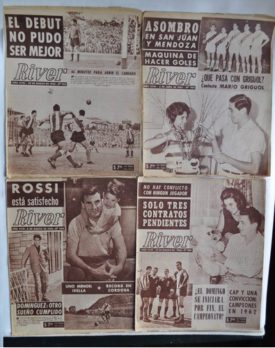 Lote X 4 Revista River N 900 902 903 904 Rossi Maquina 1962
