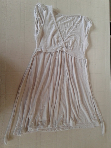 Remera Top Con Lazo Blanca Algodon Y Lycra Talle S