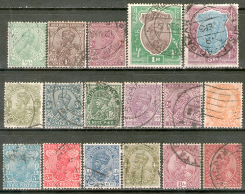 India Inglesa 17 Sellos Usados Rey George V Años 1927-32