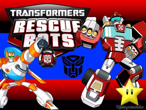 Kit Imprimible Transformers Rescue Bots Diseñá Tarjetas