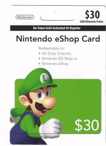 Cartão Nintendo Wii U / 3ds Eshop Aus Cash $30