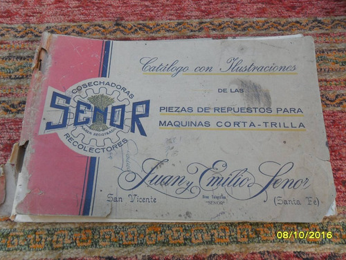 Antiguo Catálogo Repuestos Maquina Corta Trilla Señor 1938