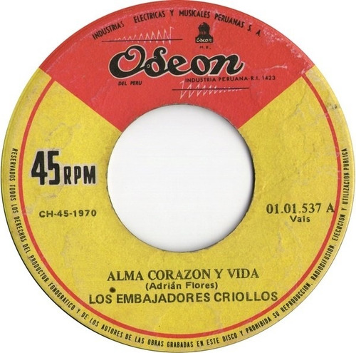 Los Embajadores Criollos - Single Vinilo 45rpm 