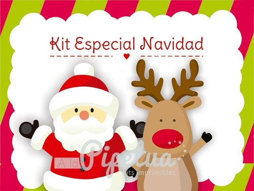 Kit Imprimible Navidad, Papa Noel, Candybar Deco Navidad