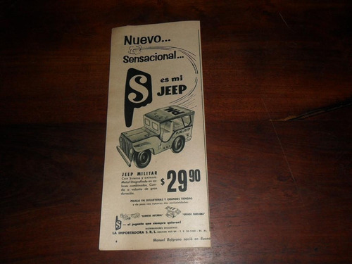 Publicidad 1957 Jeep Militar Carrera Infernal La Importadora