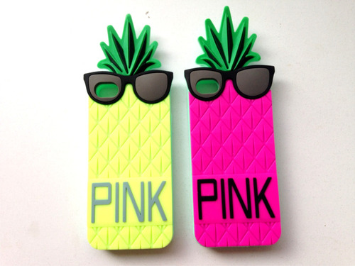 Funda Silicón Piña Pink iPhone 4/4s 5/5s, 6/6s