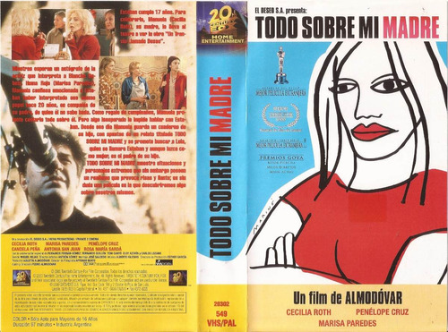 Todo Sobre Mi Madre Vhs Almodovar Cecilia Roth Penelope Cruz