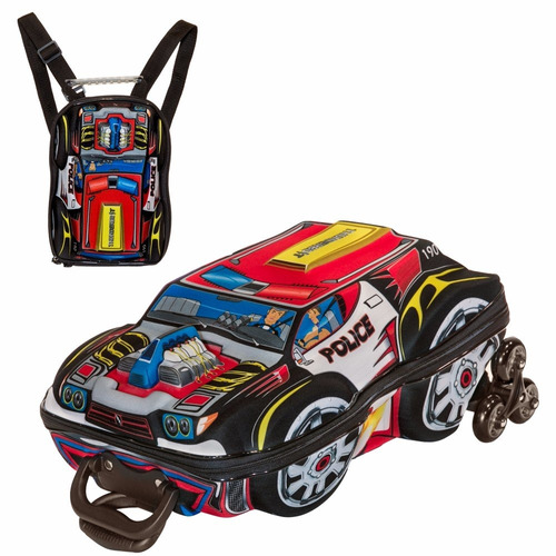 Mochila Escolar Mochilete 3d Carro Thunderbolt Police Lanche